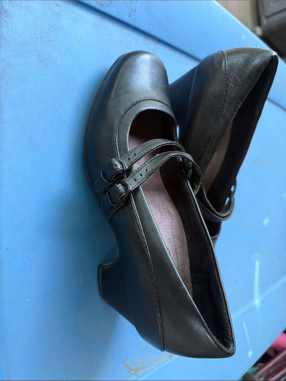 Clarks Black Double-Strap Mary Jane Heels